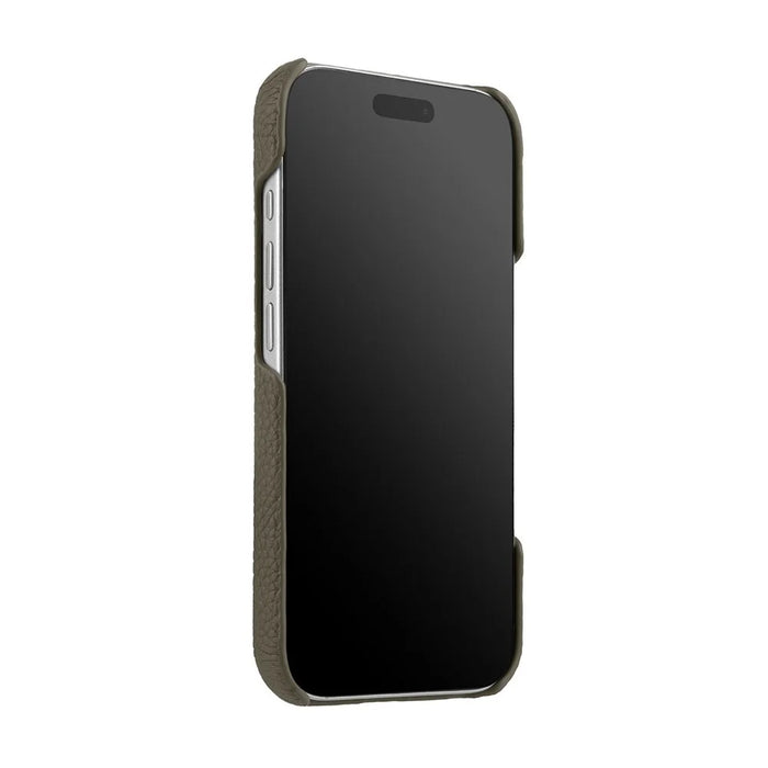 MELKCO For iPhone 17 Pro Max Case Genuine Cow Leather PC Phone Cover Compatible with MagSafe - Grey - 3