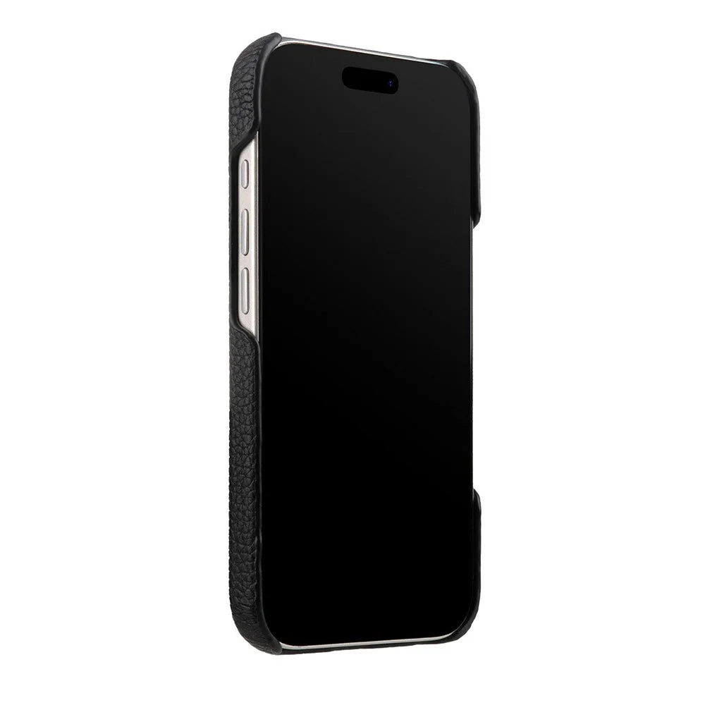 MELKCO For iPhone 17 Pro Case Genuine Cow Leather PC Phone Cover Compatible with MagSafe - Black - 3