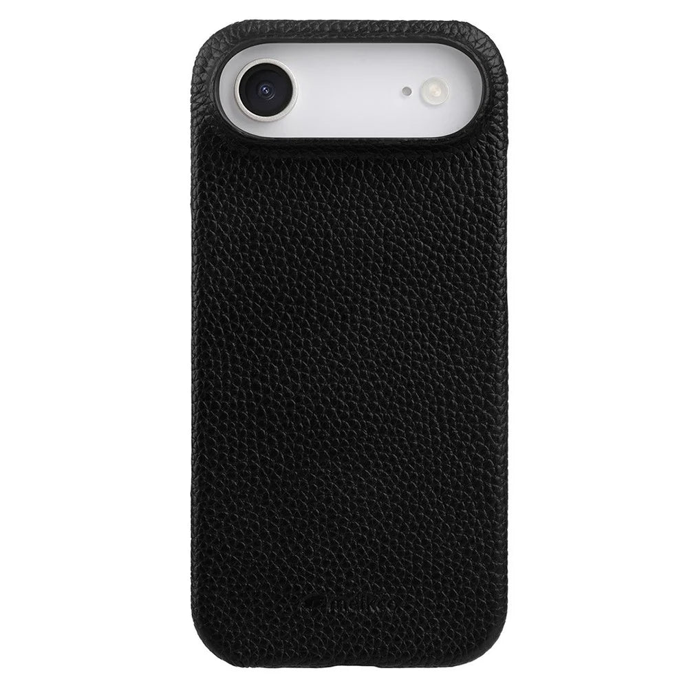 MELKCO For iPhone Air Case Genuine Cow Leather PC Phone Cover Compatible with MagSafe - Black - 1
