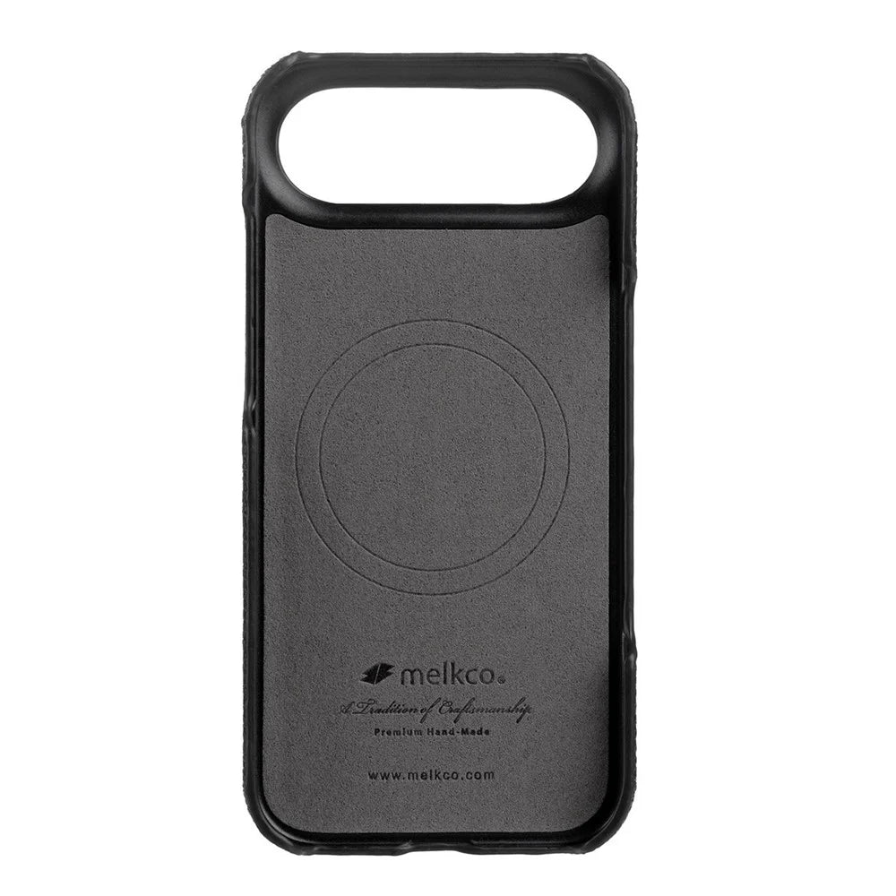 MELKCO For iPhone Air Case Genuine Cow Leather PC Phone Cover Compatible with MagSafe - Black - 2