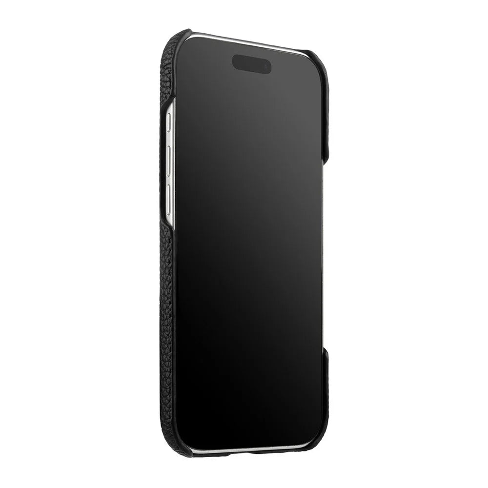 MELKCO For iPhone Air Case Genuine Cow Leather PC Phone Cover Compatible with MagSafe - Black - 4