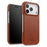 MELKCO For iPhone 17 Pro Max Case Compatible with MagSafe Waxy Genuine Cow Leather PC Phone Back Cover - Brown - 3