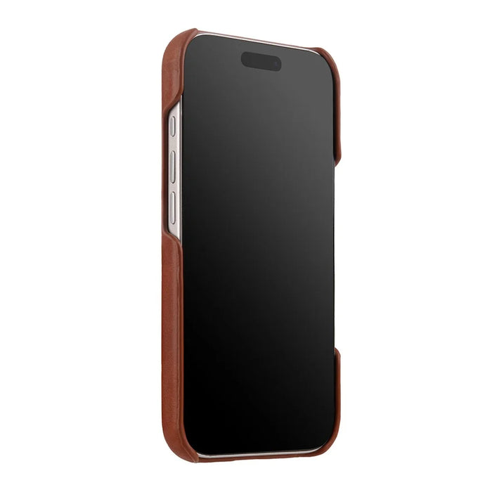 MELKCO For iPhone 17 Pro Max Case Compatible with MagSafe Waxy Genuine Cow Leather PC Phone Back Cover - Brown - 4