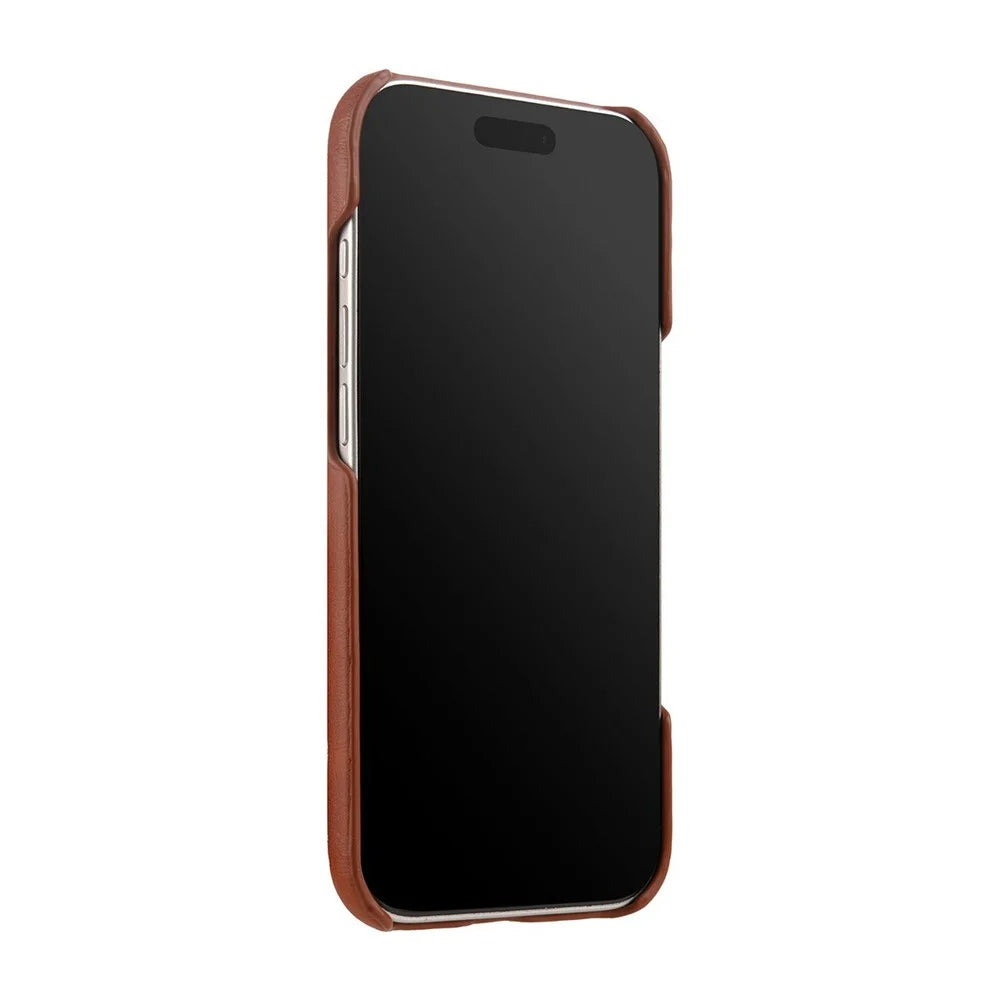 MELKCO For iPhone Air Case Compatible with MagSafe Waxy Genuine Cow Leather PC Phone Back Cover - Brown - 4