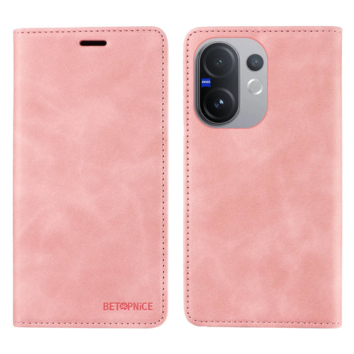 BETOPNICE For vivo V60 5G Case  Magnetic Closure RFID Blocking Wallet Stand Leather Phone Cover - Pink - 1