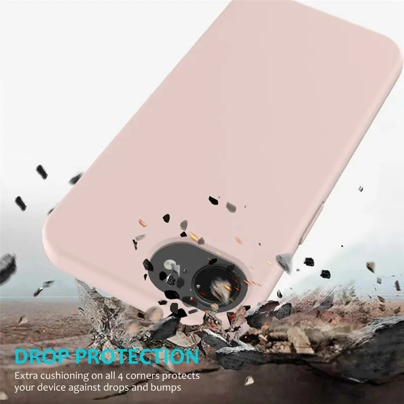 WANLONFENG For iPhone 17e / 16e Phone Case  GJ Series Liquid Silicone TPU Cover Large Cutouts with 2Pcs Screen Film - Pink - 3