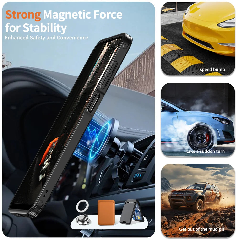 For Samsung Galaxy A16 4G / Galaxy A16 5G Magnetic Case TPU + PC Kickstand Phone Cover - Black - 2