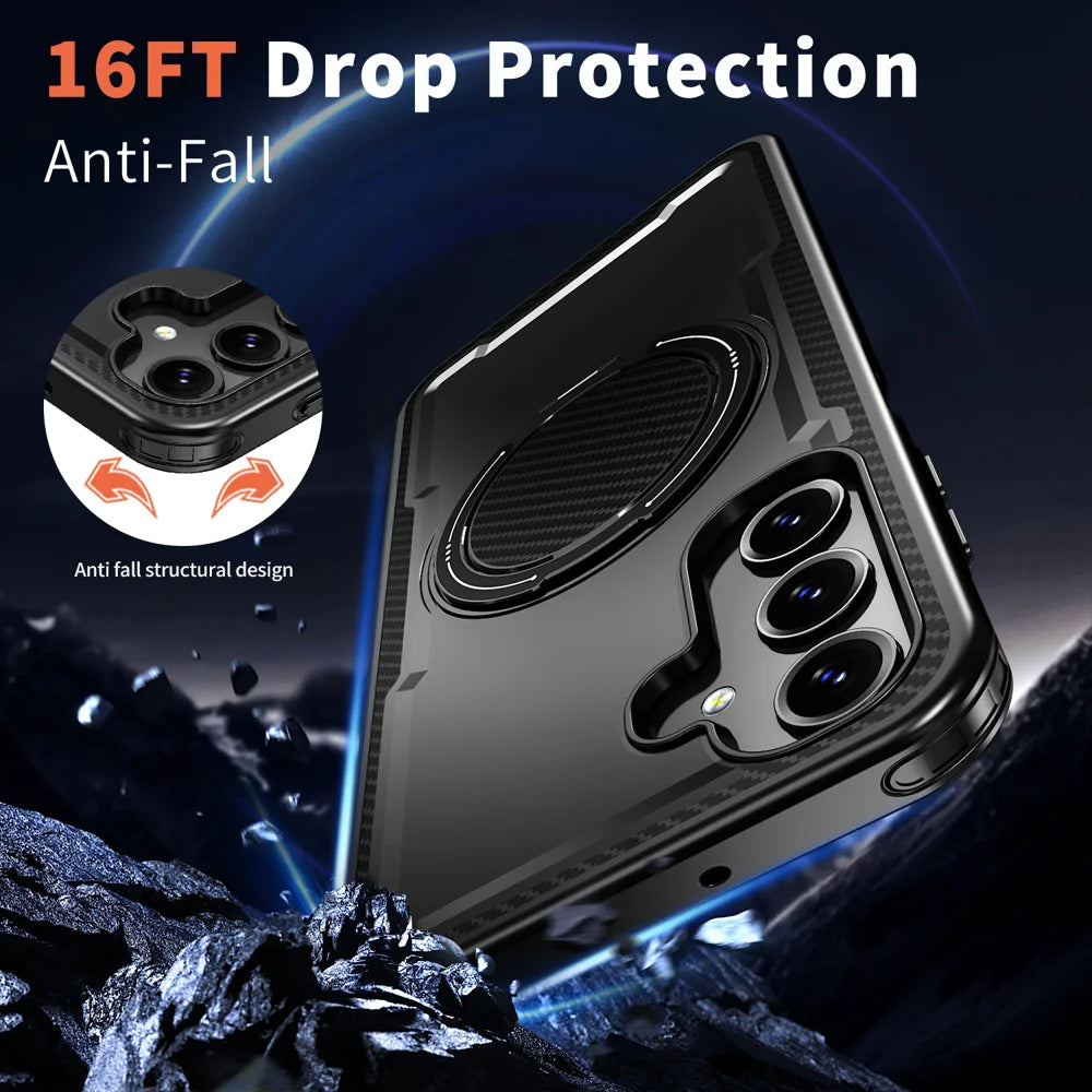 For Samsung Galaxy A16 4G / Galaxy A16 5G Magnetic Case TPU + PC Kickstand Phone Cover - Black - 3