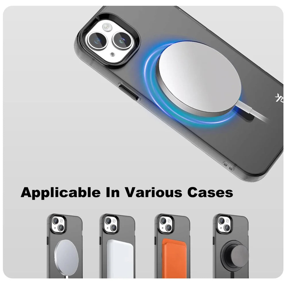 IMAK For iPhone 14 / 13 Case Compatible with MagSafe Candy Color Anti Drop TPU + PET Back Cover - Black - 6