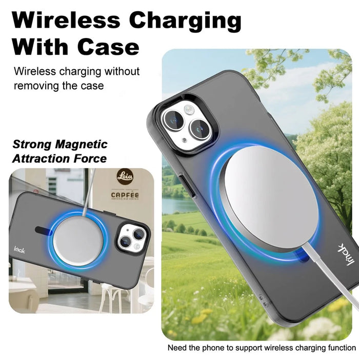 IMAK For iPhone 14 Plus Case Compatible with MagSafe Candy Color Anti Drop TPU + PET Back Cover - Black - 3