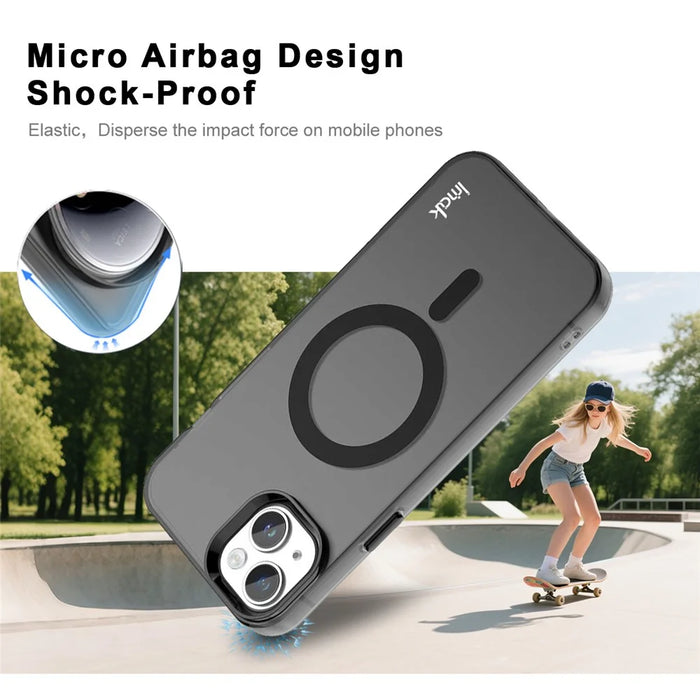 IMAK For iPhone 14 Plus Case Compatible with MagSafe Candy Color Anti Drop TPU + PET Back Cover - Black - 4