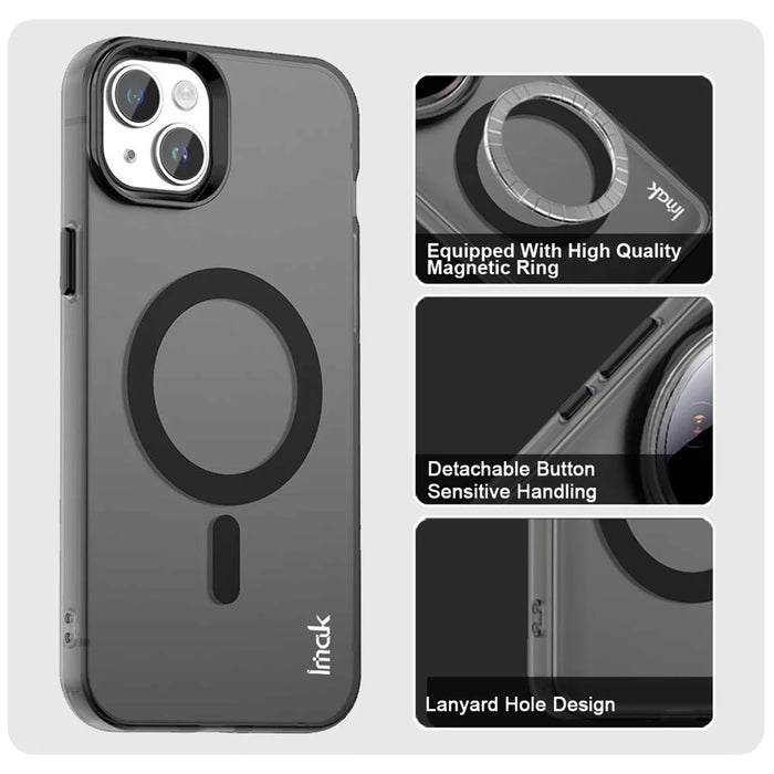 IMAK For iPhone 14 Plus Case Compatible with MagSafe Candy Color Anti Drop TPU + PET Back Cover - Black - 5