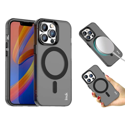 IMAK For iPhone 14 Pro Case Compatible with MagSafe Candy Color Anti Drop TPU + PET Back Cover - Black - 1
