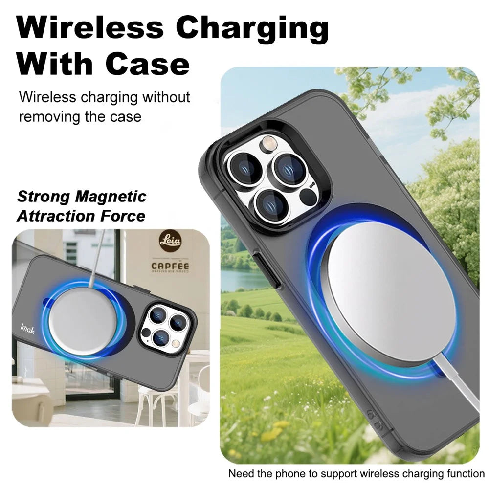 IMAK For iPhone 14 Pro Case Compatible with MagSafe Candy Color Anti Drop TPU + PET Back Cover - Black - 3