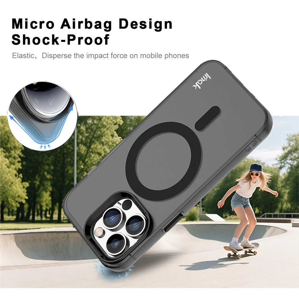 IMAK For iPhone 14 Pro Case Compatible with MagSafe Candy Color Anti Drop TPU + PET Back Cover - Black - 4
