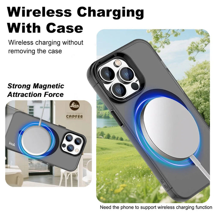 IMAK For iPhone 14 Pro Max Case Compatible with MagSafe Candy Color Anti Drop TPU + PET Back Cover - Black - 3