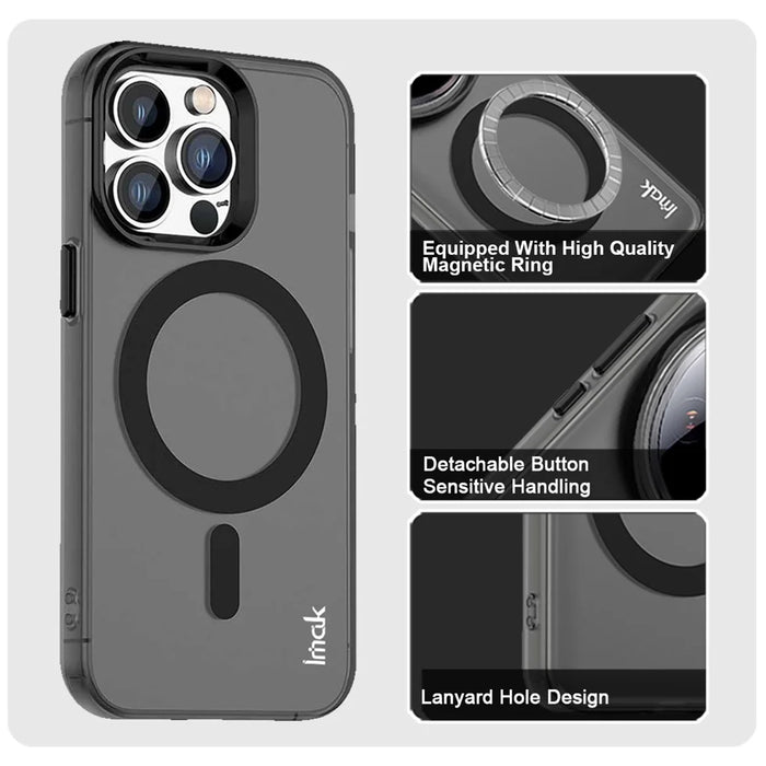 IMAK For iPhone 14 Pro Max Case Compatible with MagSafe Candy Color Anti Drop TPU + PET Back Cover - Black - 5