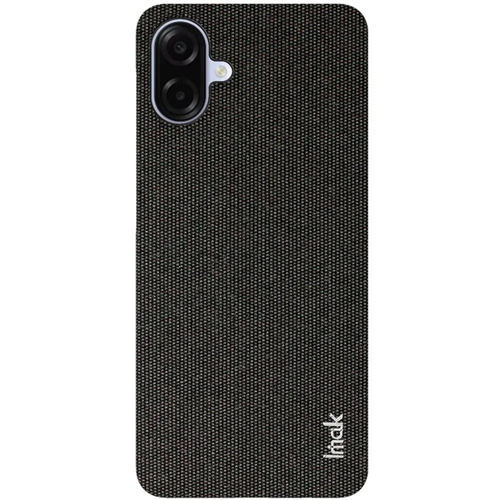 IMAK Ruiyi Series for Samsung Galaxy A07 4G Case Fabric Texture Leather + PC Phone Back Cover - Black - 1