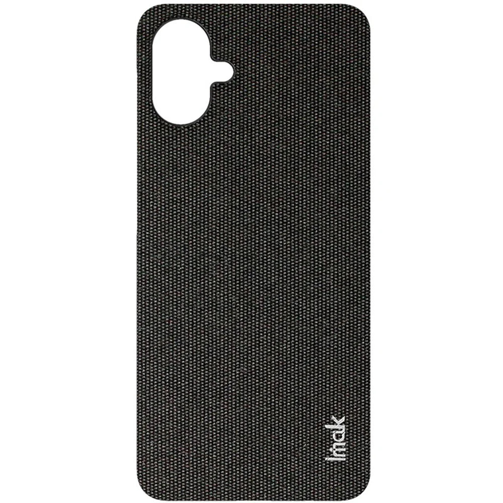 IMAK Ruiyi Series for Samsung Galaxy A07 4G Case Fabric Texture Leather + PC Phone Back Cover - Black - 2