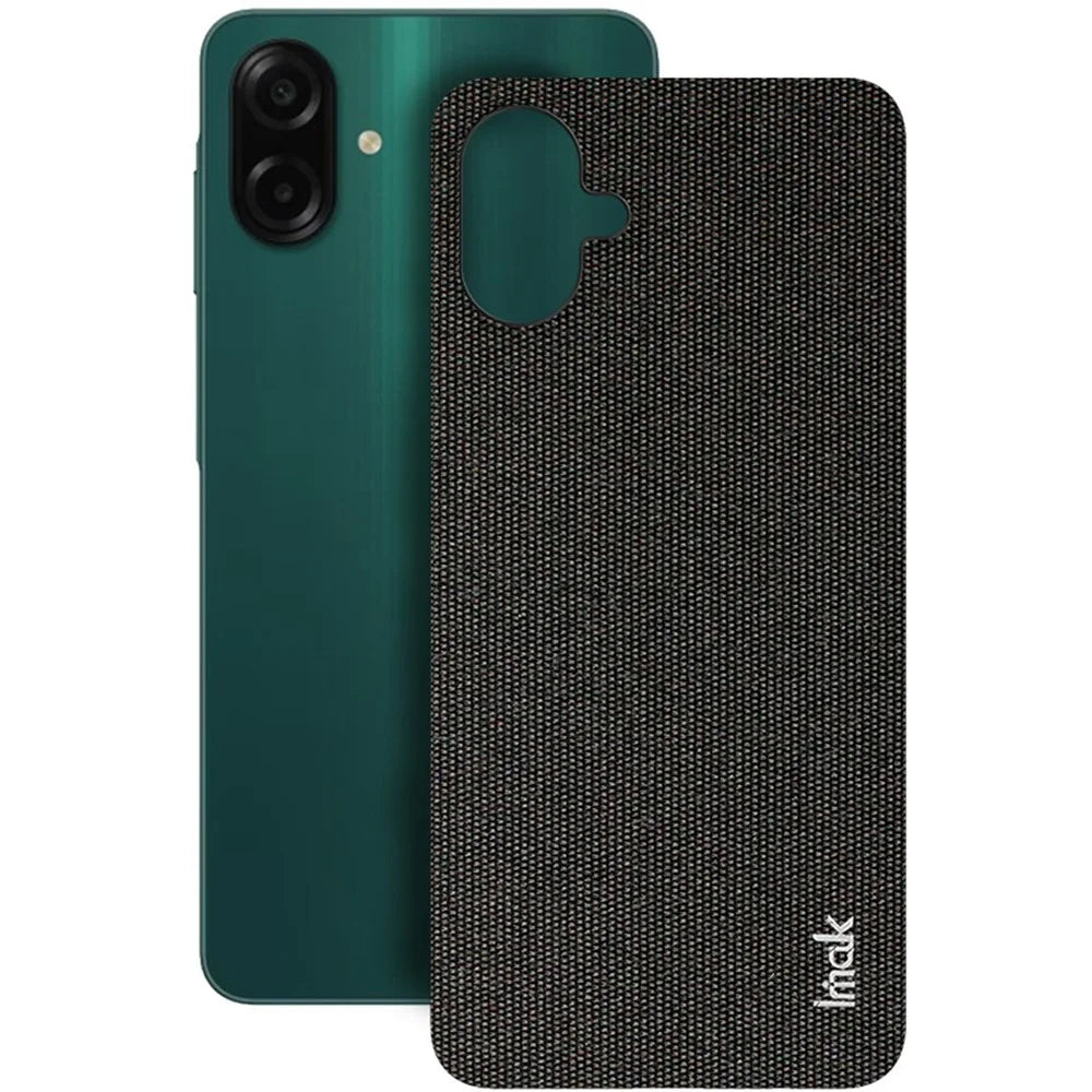 IMAK Ruiyi Series for Samsung Galaxy A07 4G Case Fabric Texture Leather + PC Phone Back Cover - Black - 3