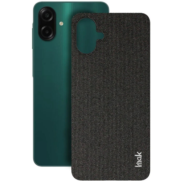 IMAK Ruiyi Series for Samsung Galaxy A07 4G Case Fabric Texture Leather + PC Phone Back Cover - Black - 3