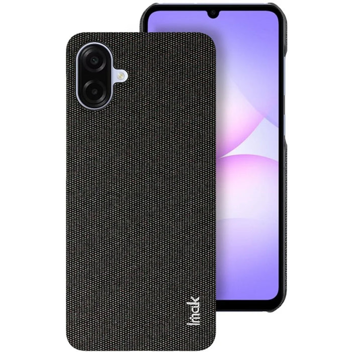 IMAK Ruiyi Series for Samsung Galaxy A07 4G Case Fabric Texture Leather + PC Phone Back Cover - Black - 4
