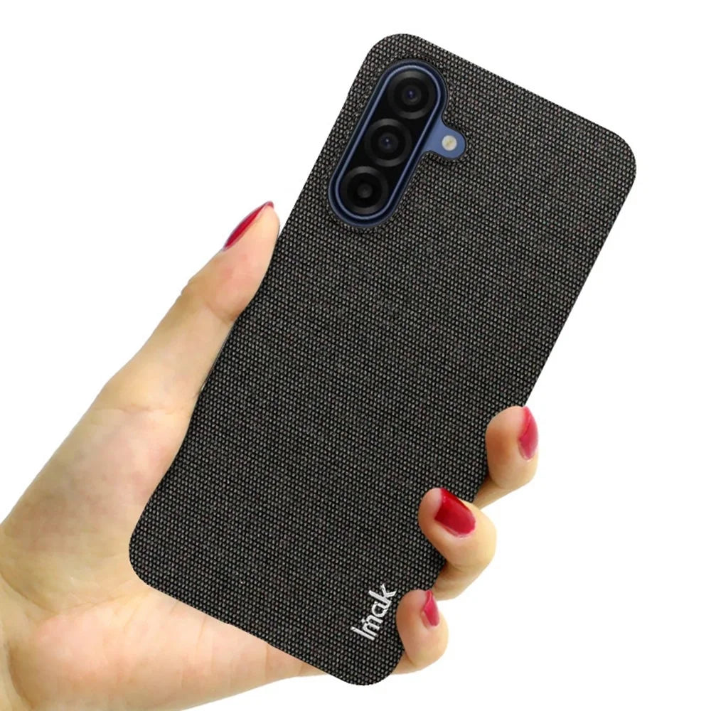 IMAK Ruiyi Series for Samsung Galaxy A17 5G / A17 4G Case Fabric Texture Leather + PC Phone Back Cover - Black - 5