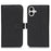 For iPhone 16 Plus Stand Case Litchi Texture Genuine Cow Leather Wallet Phone Cover RFID Blocking - Black - 1