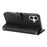 For iPhone 16 Plus Stand Case Litchi Texture Genuine Cow Leather Wallet Phone Cover RFID Blocking - Black - 4
