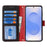 For Samsung Galaxy S25 Stand Case Litchi Texture Genuine Cow Leather Wallet Phone Cover RFID Blocking -  Black / Red - 2