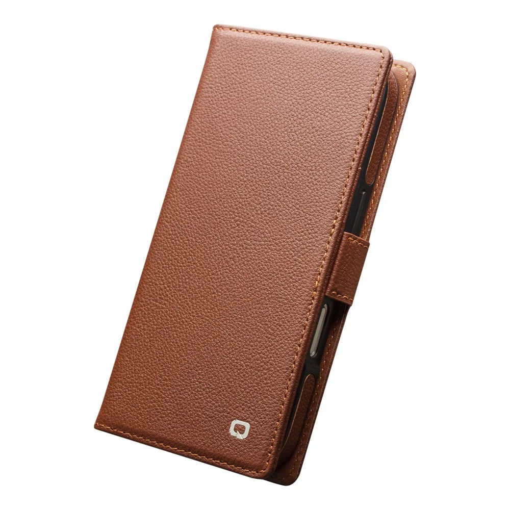 QIALINO For iPhone 17 Pro Max Detachable Wallet Case Compatible with MagSafe Genuine Cow Leather Phone Cover - Brown - 3