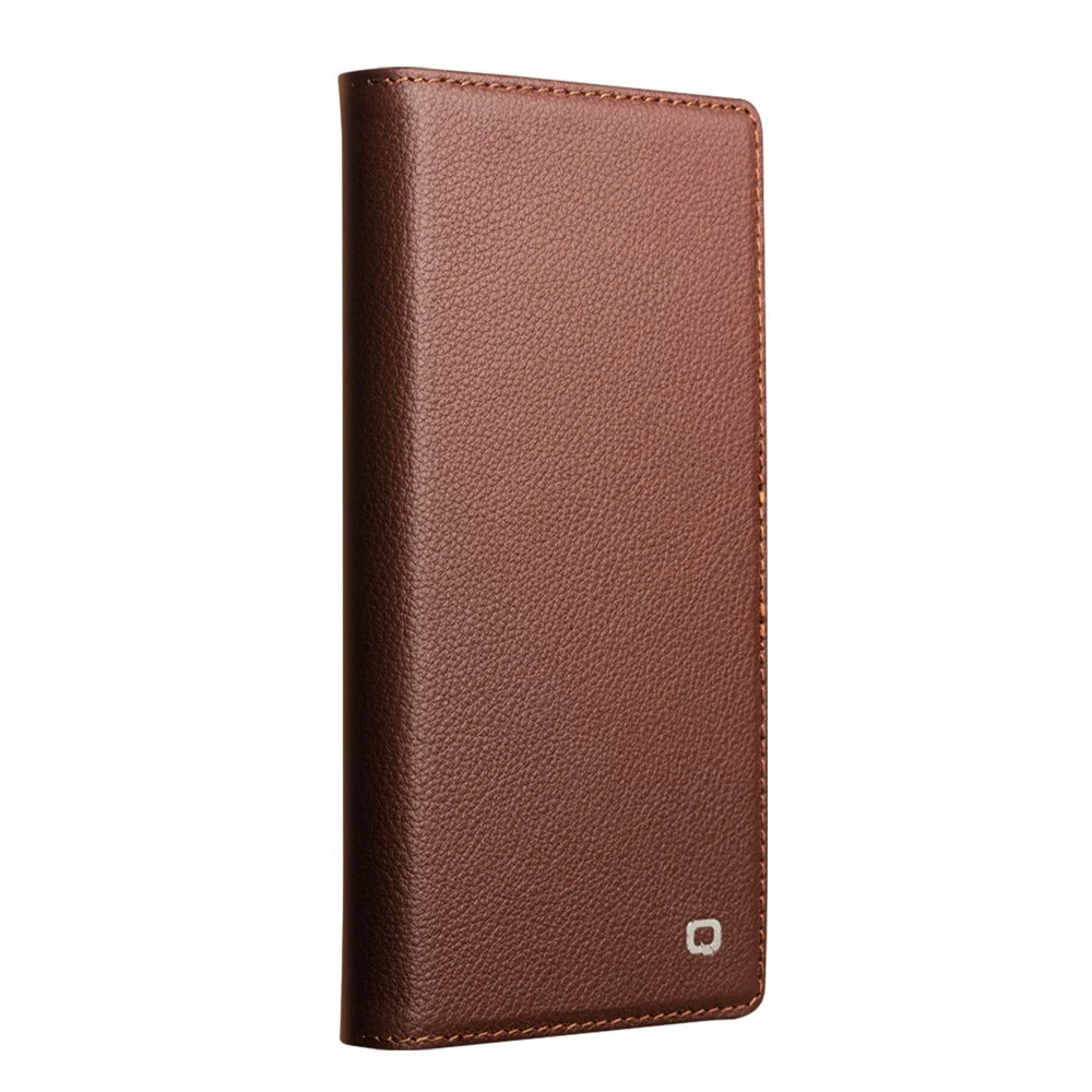 QIALINO For iPhone 17 Pro Max Detachable Wallet Case Compatible with MagSafe Genuine Cow Leather Phone Cover - Brown - 5