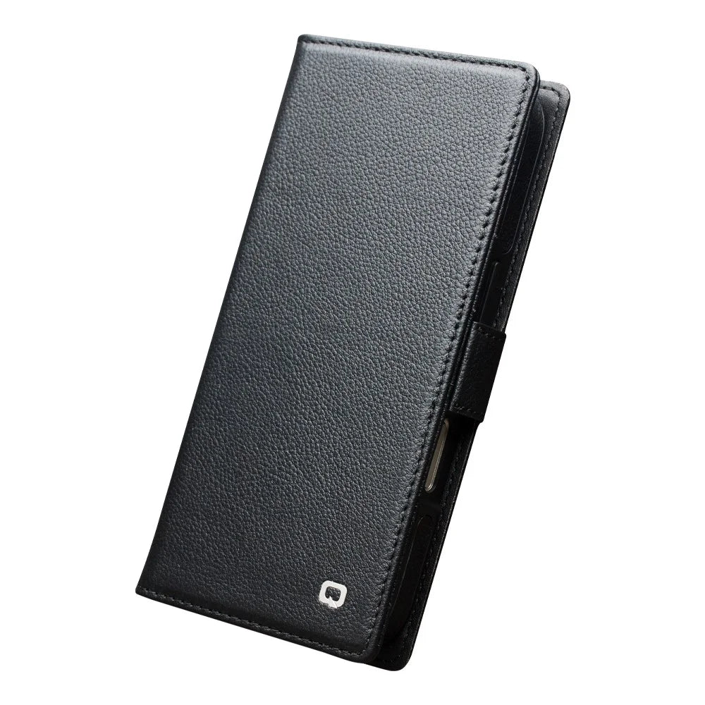 QIALINO For iPhone 17 Pro Case Compatible with MagSafe Detachable Genuine Cow Leather Wallet Phone Cover - Black - 3