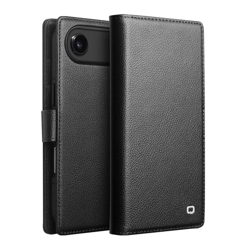 QIALINO For iPhone Air Case Compatible with MagSafe Detachable Genuine Cow Leather Wallet Phone Cover - Black - 1