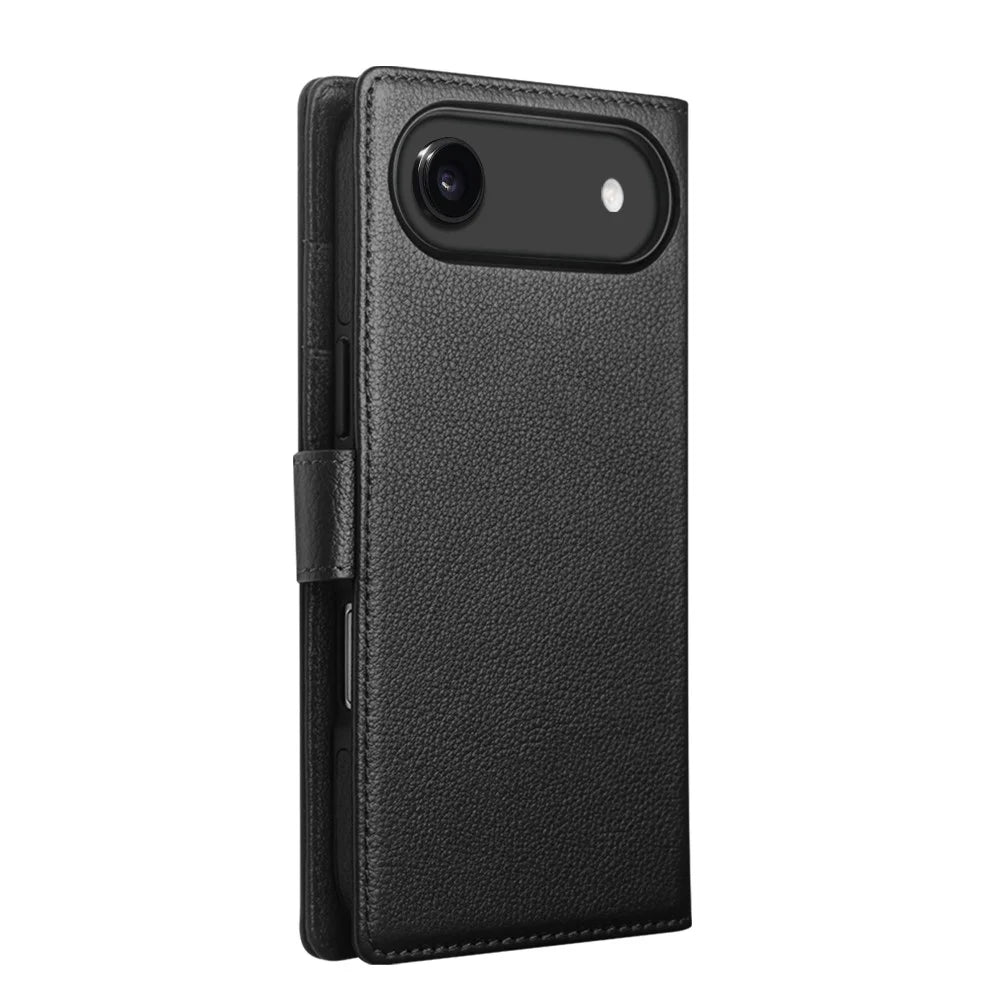 QIALINO For iPhone Air Case Compatible with MagSafe Detachable Genuine Cow Leather Wallet Phone Cover - Black - 4