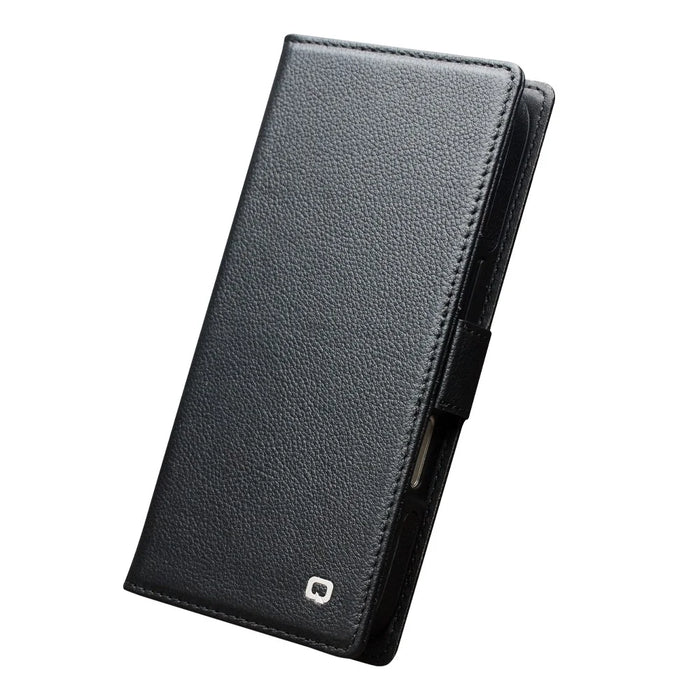 QIALINO For iPhone 17 Case Compatible with MagSafe Detachable Genuine Cow Leather Wallet Phone Cover - Black - 3