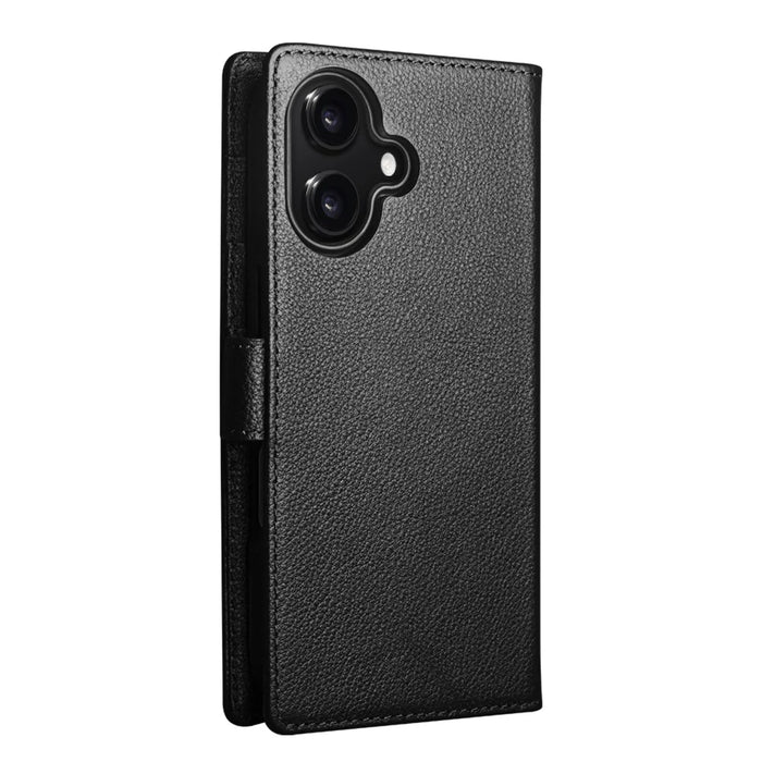 QIALINO For iPhone 17 Case Compatible with MagSafe Detachable Genuine Cow Leather Wallet Phone Cover - Black - 4