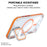 For iPhone 17 Magnetic Case TPU Acrylic Clear Phone Back Cover with Lens Protector Kickstand - Orange - 2