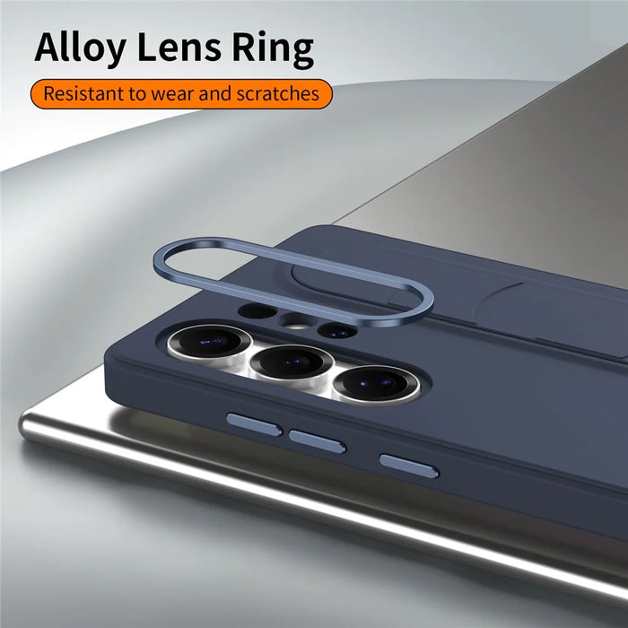 For Samsung Galaxy S25 Ultra Case Customizable Smart Key Control Wristband Kickstand PC + Silicone Phone Cover - Sapphire - 6