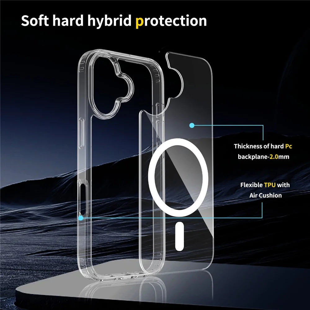For iPhone 17 Case Compatible with MagSafe PC + TPU Clear Phone Cover with Tempered Glass Screen Protector - Pink - 4