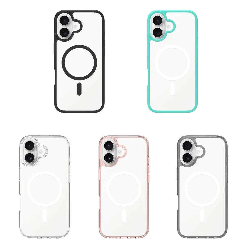 For iPhone 17 Case Compatible with MagSafe PC + TPU Clear Phone Cover with Tempered Glass Screen Protector - Pink - 7