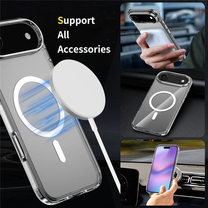 For iPhone Air Case Compatible with MagSafe PC + TPU Clear Phone Cover with Tempered Glass Screen Protector - Pink - 2