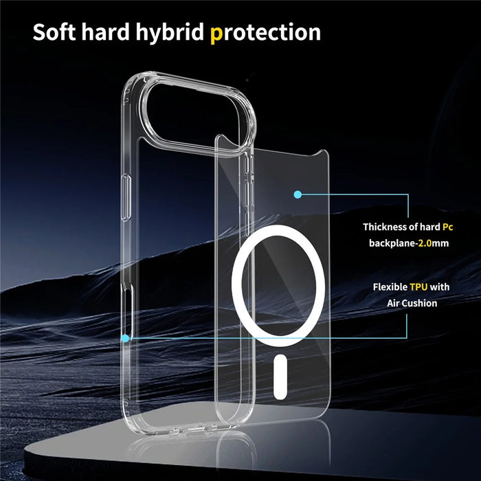 For iPhone Air Case Compatible with MagSafe PC + TPU Clear Phone Cover with Tempered Glass Screen Protector - Pink - 3