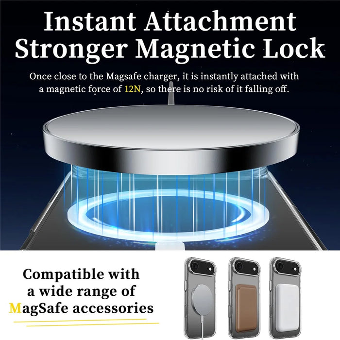 For iPhone Air Case Compatible with MagSafe PC + TPU Clear Phone Cover with Tempered Glass Screen Protector - Pink - 4