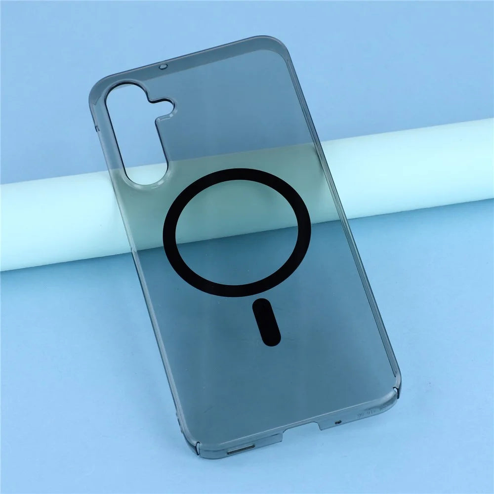 For Samsung Galaxy A14 5G / 4G Crystal Clear Magnetic Case Hard PC Phone Cover - Transparent Black - 6