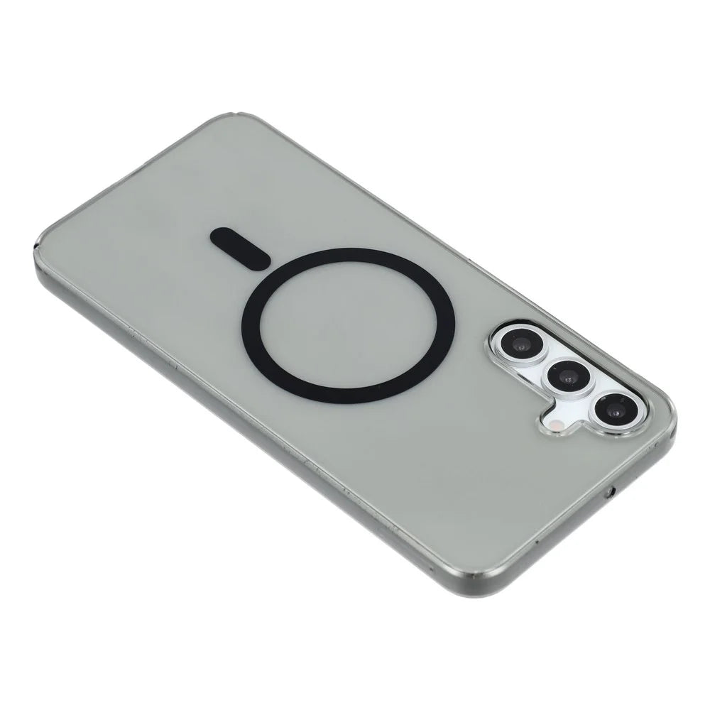 For Samsung Galaxy A35 5G Crystal Clear Magnetic Case Hard PC Phone Cover - Transparent Black - 5