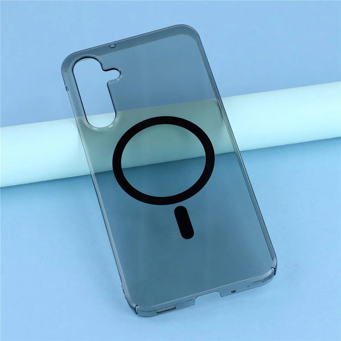 For Samsung Galaxy A34 5G Crystal Clear Magnetic Case Hard PC Phone Cover - Transparent Black - 6