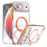For iPhone Air Magnetic Case TPU Acrylic Clear Phone Back Cover with Lens Protector Kickstand - Orange - 1