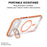 For iPhone Air Magnetic Case TPU Acrylic Clear Phone Back Cover with Lens Protector Kickstand - Orange - 2