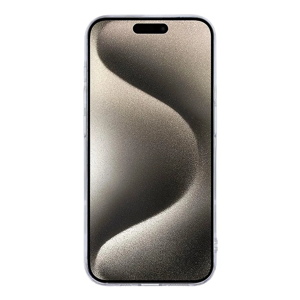 For iPhone 15 Pro Max Magnetic Case Glitter Ring 1.5mm Hard PC Clear Phone Cover - Black - 2